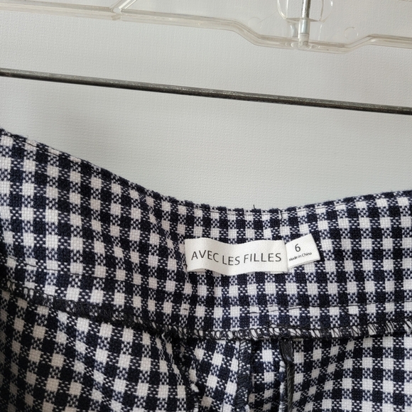 Avec Les Filles Black and White Checkered Flare Pants Size 6 High Waist Neutral - Picture 8 of 14